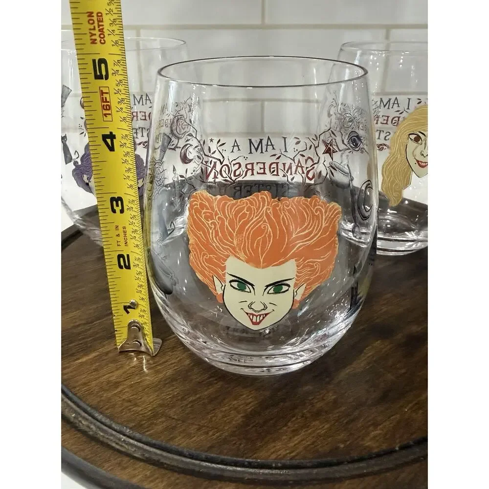Disney Hocus Pocus Stemless Wine Glasses Set of 3 Sanderson Sisters Halloween